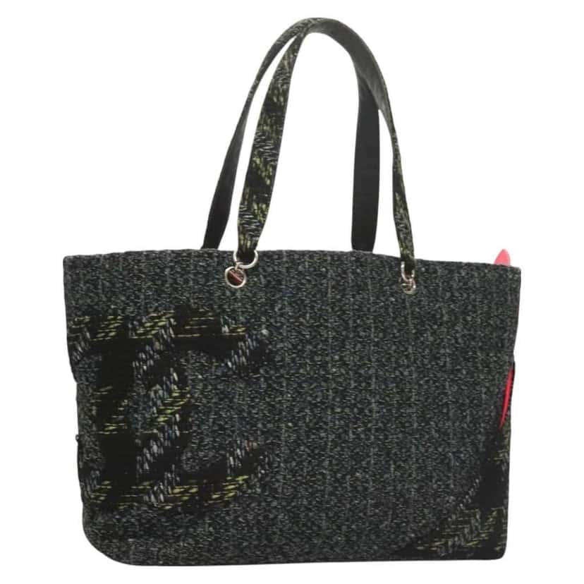 Chanel Cambon Tote Black Tweed Good condition - Front View