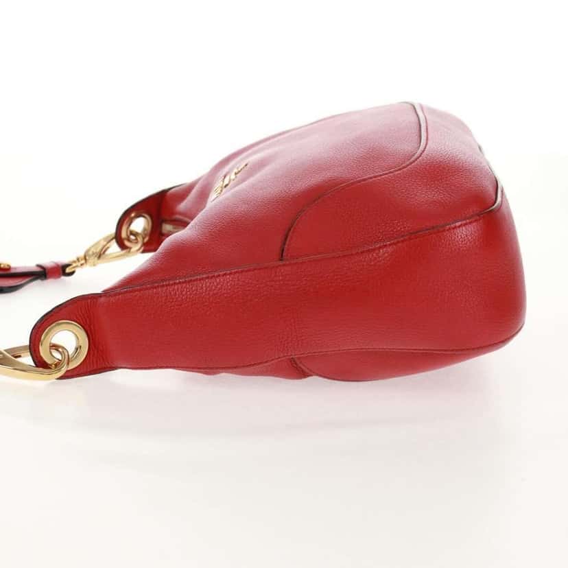 Prada Striped Strap Zip Hobo Red Leather Good condition - Inside View