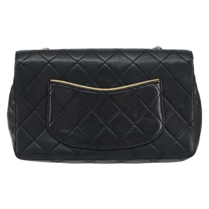 Chanel Vintage Square CC Flap Bag Beige Leather Good condition - Back View