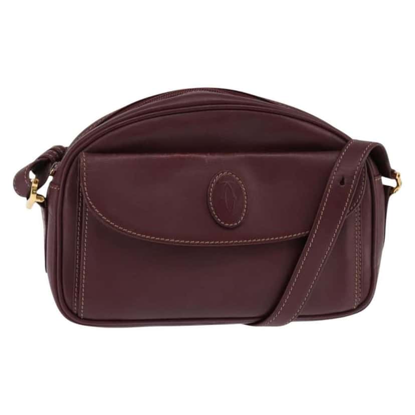 Cartier Must de Cartier Shoulder Bag Burgundy Leather Good condition - Front View