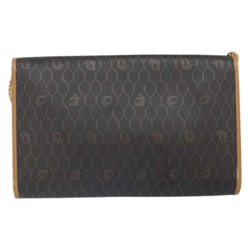 Christian Dior Vintage Honeycomb chain Black Canvas Good condition - Back View