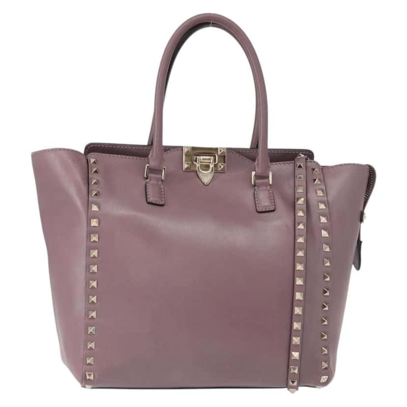 Valentino Garavani Rockstud Tote Purple Leather Good condition - Front View