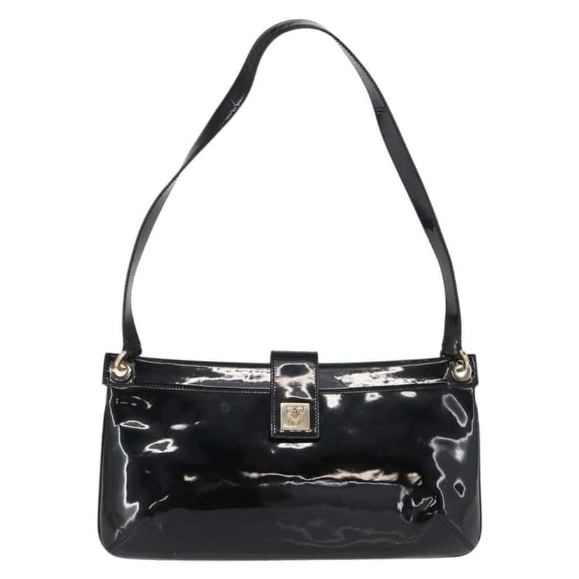 Salvatore Ferragamo Gancini Shoulder Bag Black Good condition - Front View