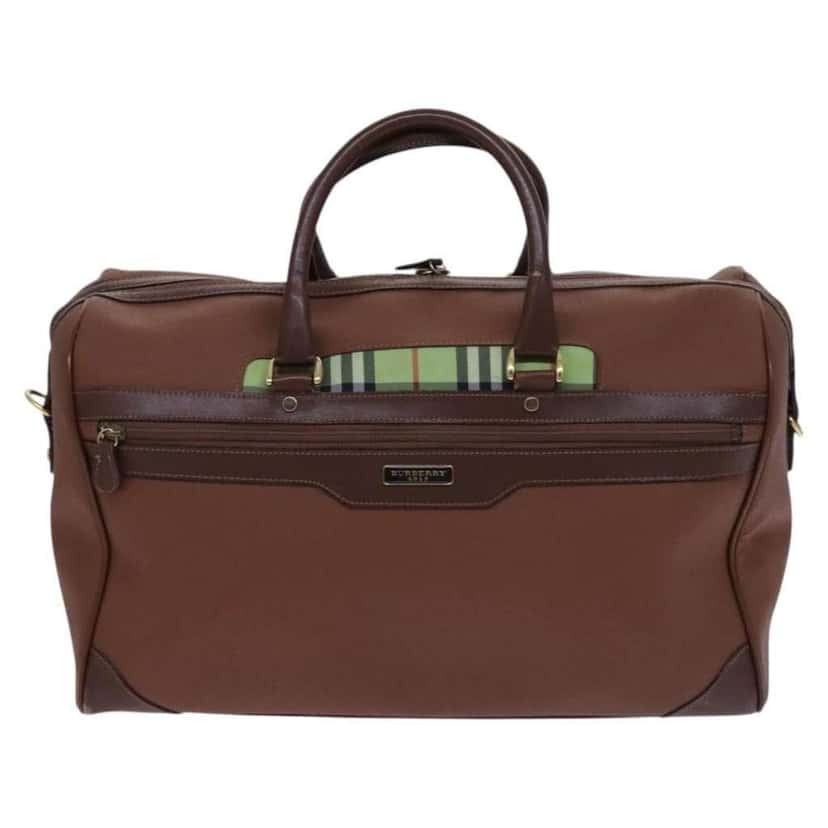 Burberry Front Pocket Zip Boston Bag Brown Leather Good condition - Front View