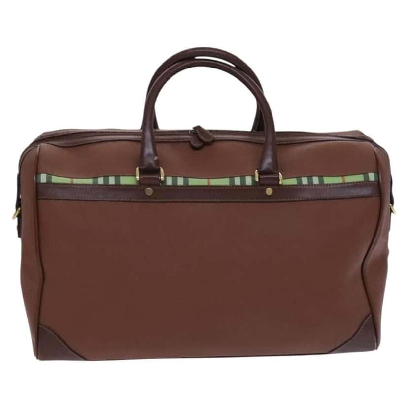 Burberry Front Pocket Zip Boston Bag Brown Leather Good condition - Back View