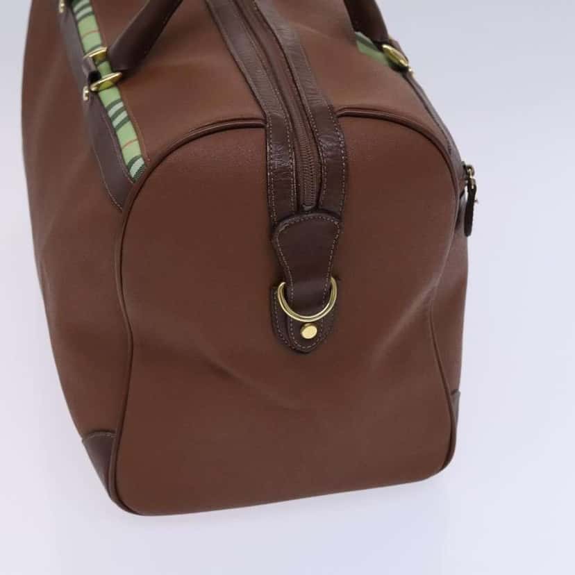 Burberry Front Pocket Zip Boston Bag Brown Leather Good condition - Model View
