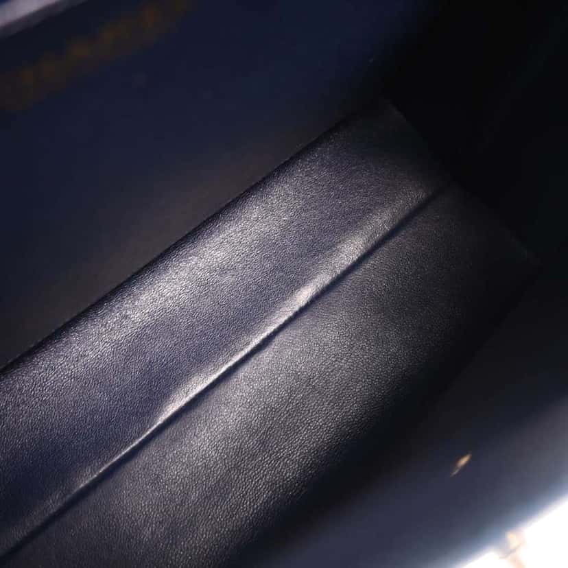 Chanel Vintage Classic Top Handle Flap Bag Blue Good condition - Inside View