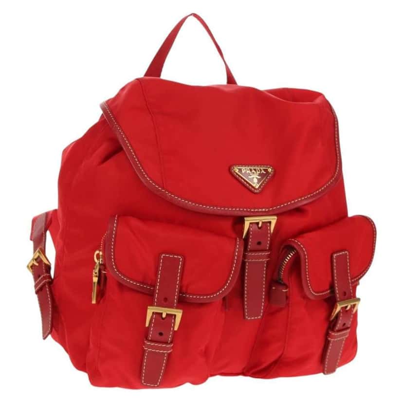 Prada Vela Double Front Pocket Backpack Red Good condition - Front View