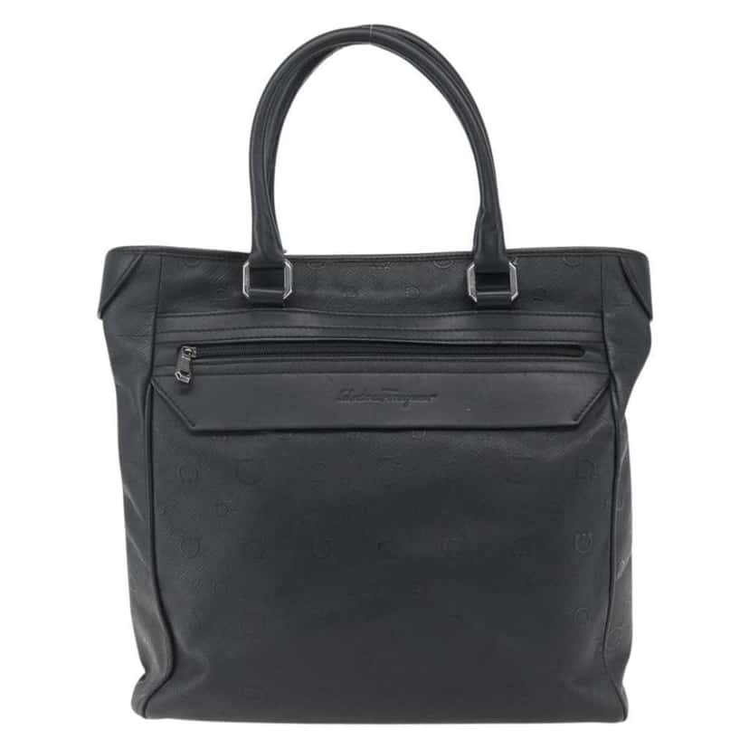 Salvatore Ferragamo Vintage Tote bag Black Leather Good condition - Front View