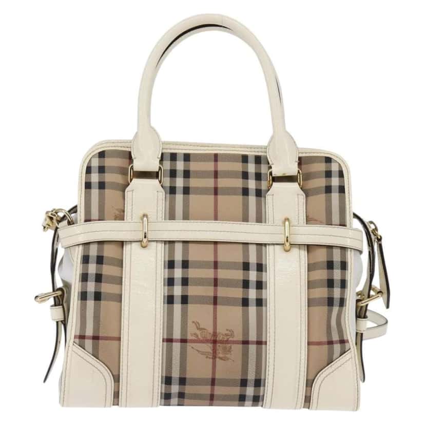 Burberry Minford Satchel Beige Canvas Good condition - Back View