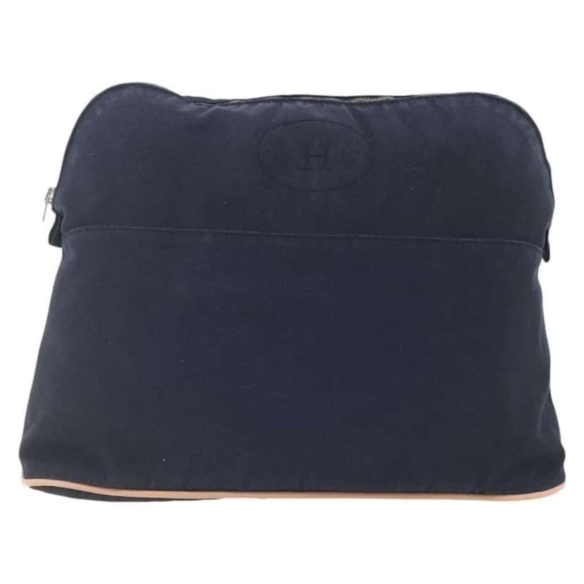 Hermès Bolide Travel Pouch Navy Canvas Good condition - Front View