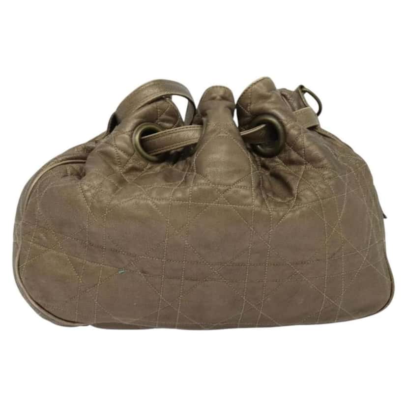 Christian Dior Drawstring Bucket Bag Brown Leather Good condition - Back View