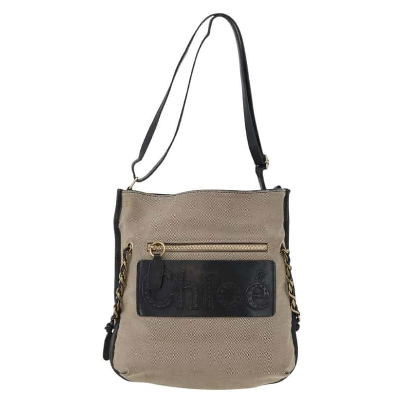 Chloe Vintage Shoulder Bag Beige Canvas Good condition - Front View