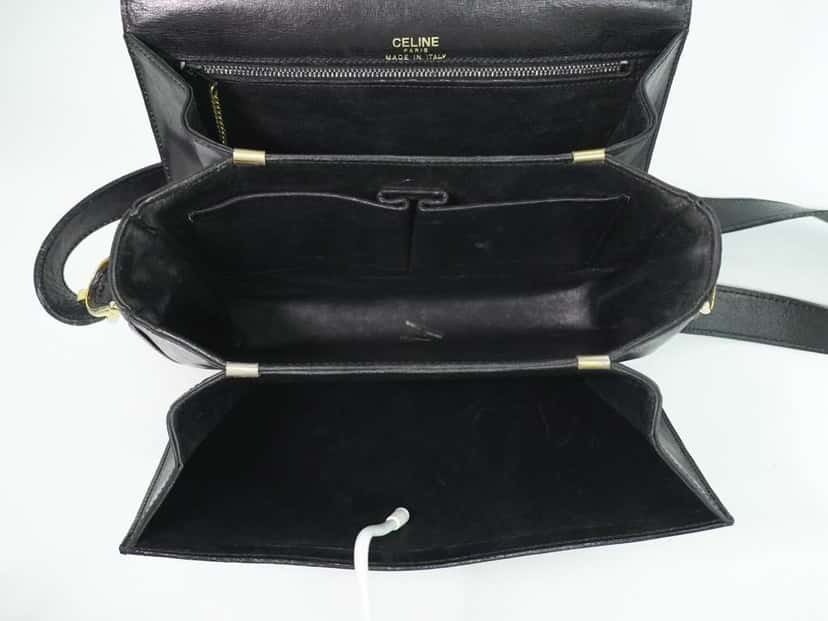 Celine Vintage Carriage Flap Bag Black Leather Fair condition - Inside View