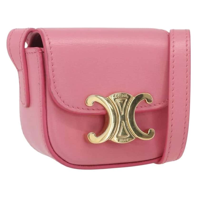 Celine Triomphe Shoulder Bag Pink Leather Good condition - Front View