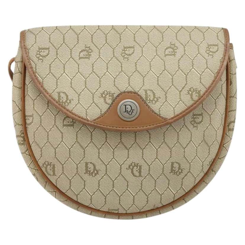 Christian Dior Vintage Honeycomb Shoulder Bag Beige Canvas Good condition - Front View