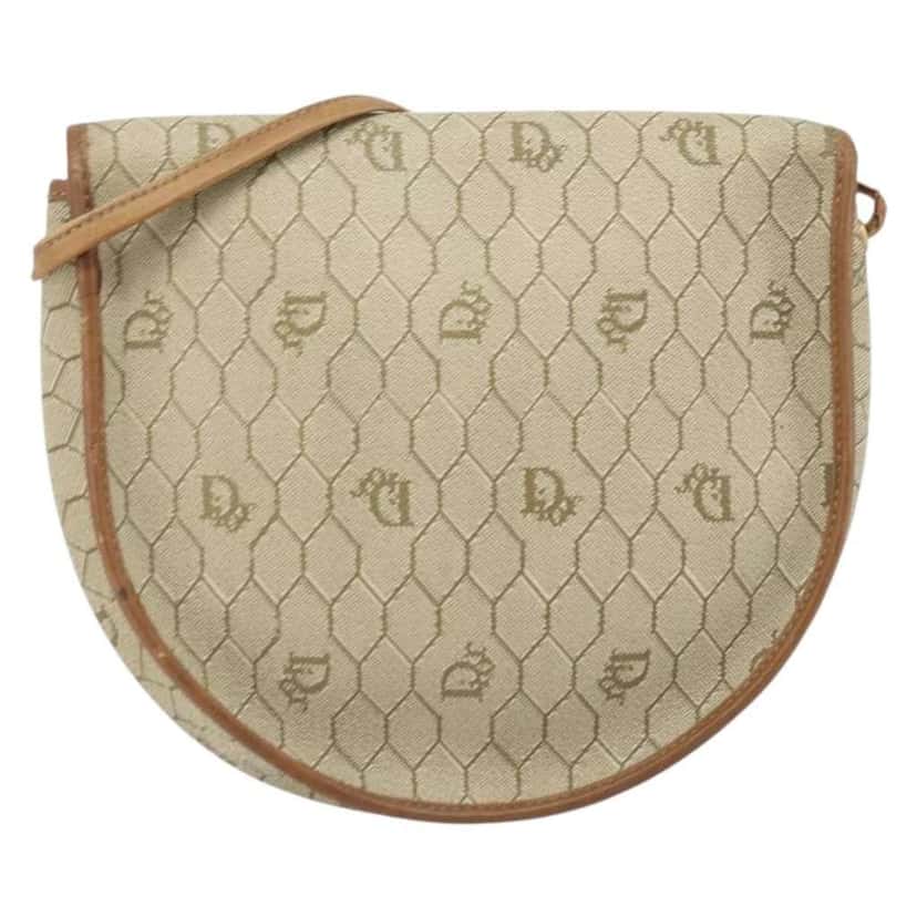 Christian Dior Vintage Honeycomb Shoulder Bag Beige Canvas Good condition - Back View