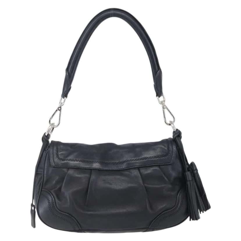 Prada Pushlock Shoulder Bag Black Leather Good condition - Back View
