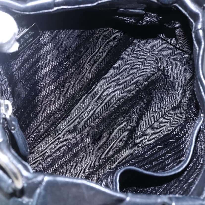 Prada Pushlock Shoulder Bag Black Leather Good condition - Box View