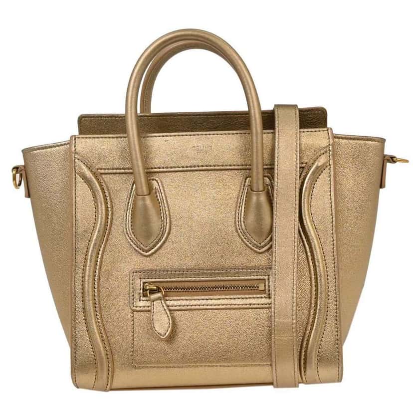 Celine Luggage Bag Gold Leather Good condition - Front View