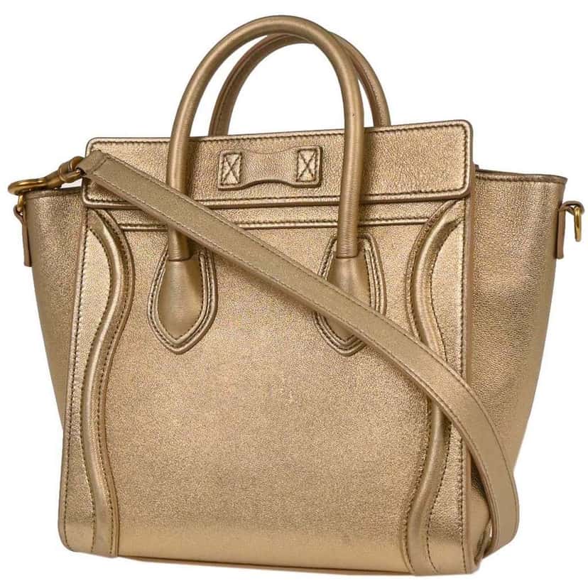 Celine Luggage Bag Gold Leather Good condition - Back View