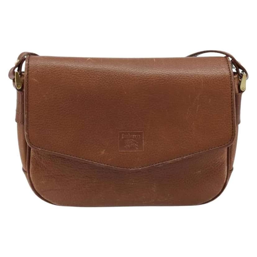 Burberry Flap Shoulder Bag Brown Leather Good condition - Front View