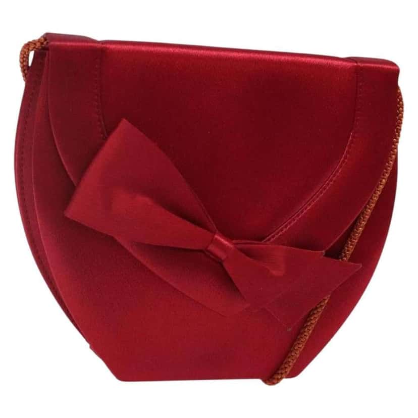 Saint Laurent Vintage Flap Crossbody Bag Red Satin Good condition - Front View