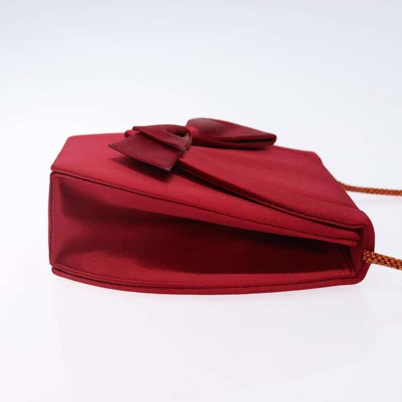 Saint Laurent Vintage Flap Crossbody Bag Red Satin Good condition - Inside View