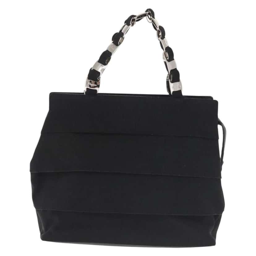 Salvatore Ferragamo Vala Handbag Black Canvas Good condition - Front View