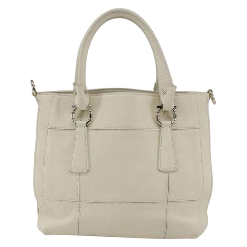 Salvatore Ferragamo Gancini handbag White Leather Good condition - Back View