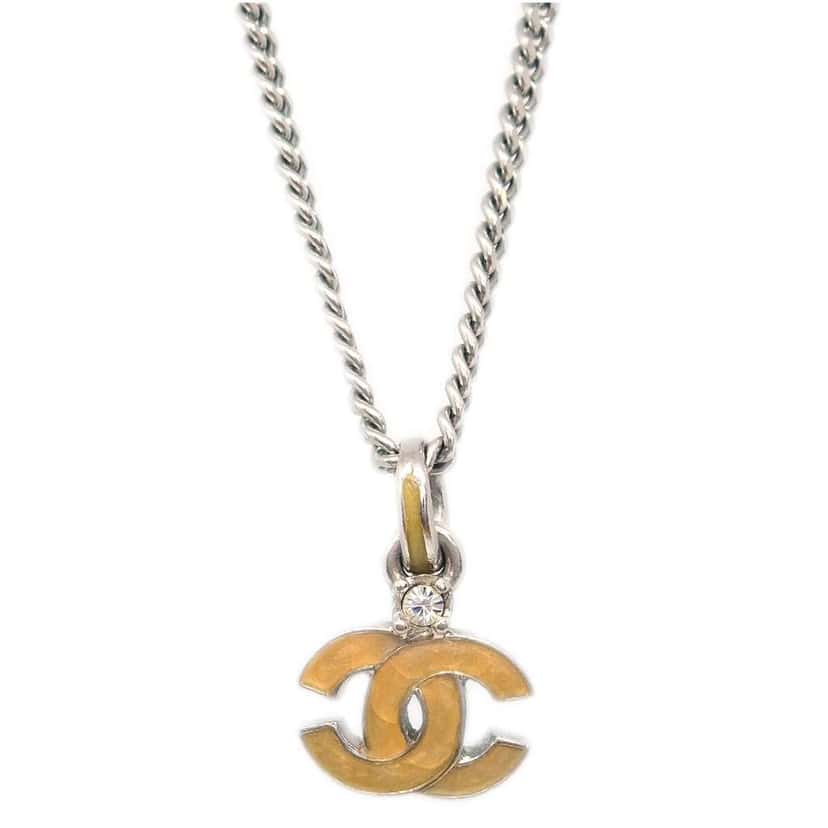 Chanel Vintage CC Pendent Necklace Silver Good condition - Back View