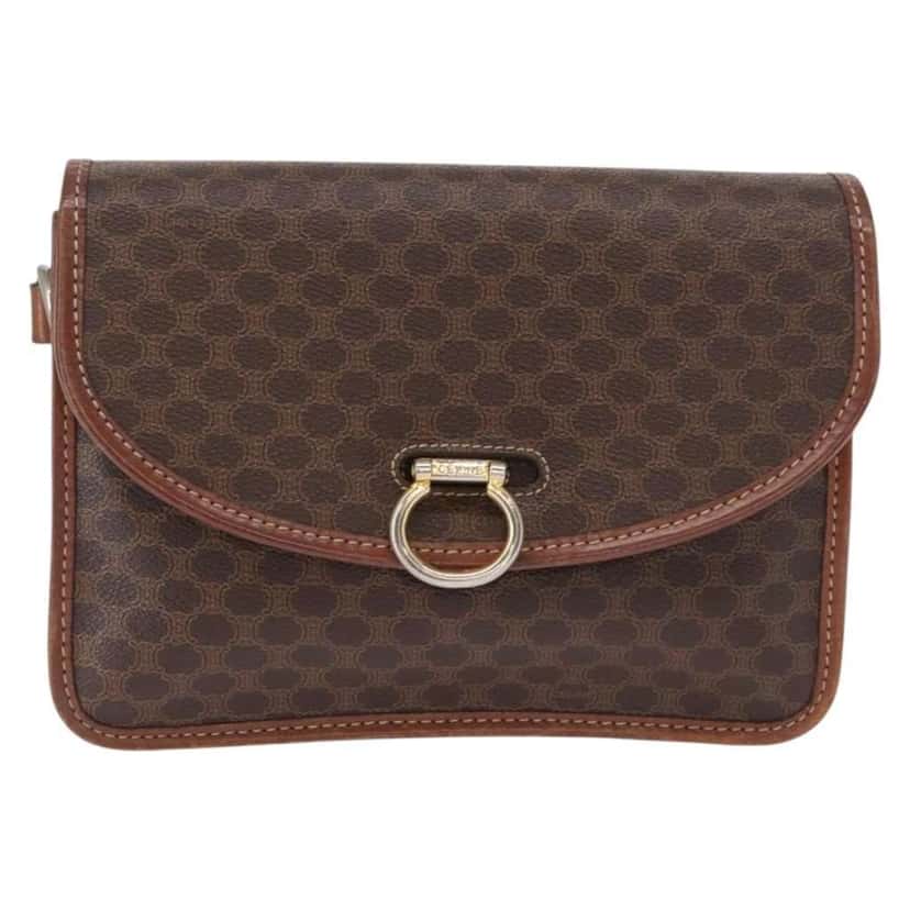 Celine Vintage Macadam Shoulder Bag Brown Canvas Good condition - Front View