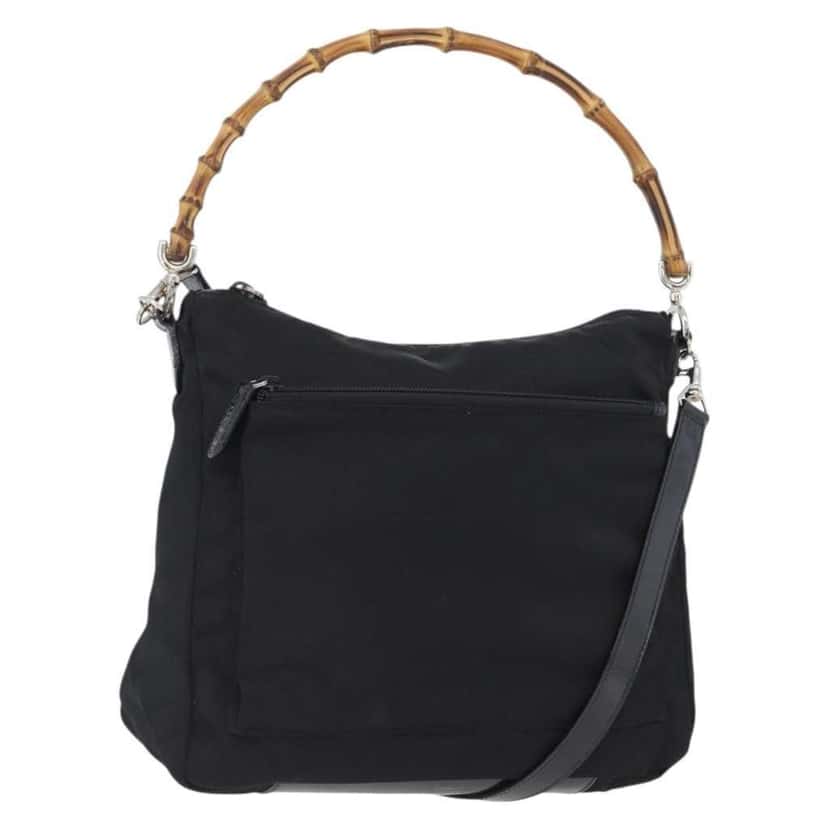 Gucci Vintage Bamboo Shoulder Bag Black Good condition - Front View