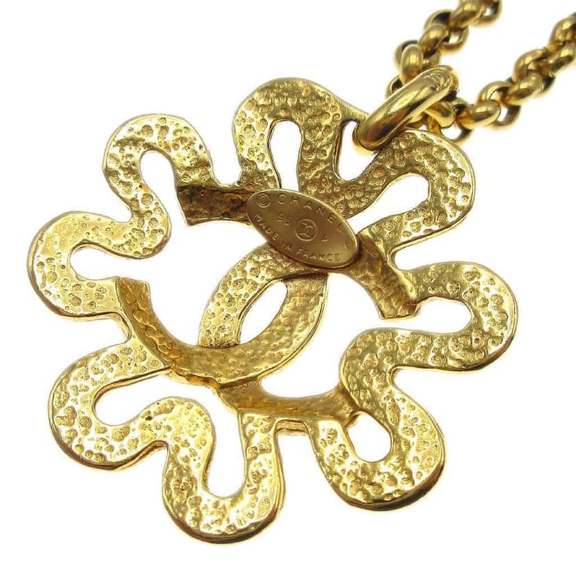 Chanel CC Flower Pendant Necklace Gold Good condition - Inside View