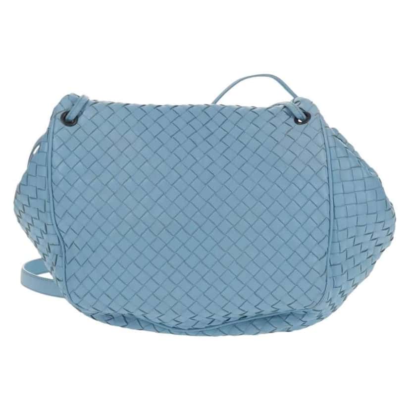 Bottega Veneta Intrecciato Shoulder bag Blue Leather Good condition - Back View