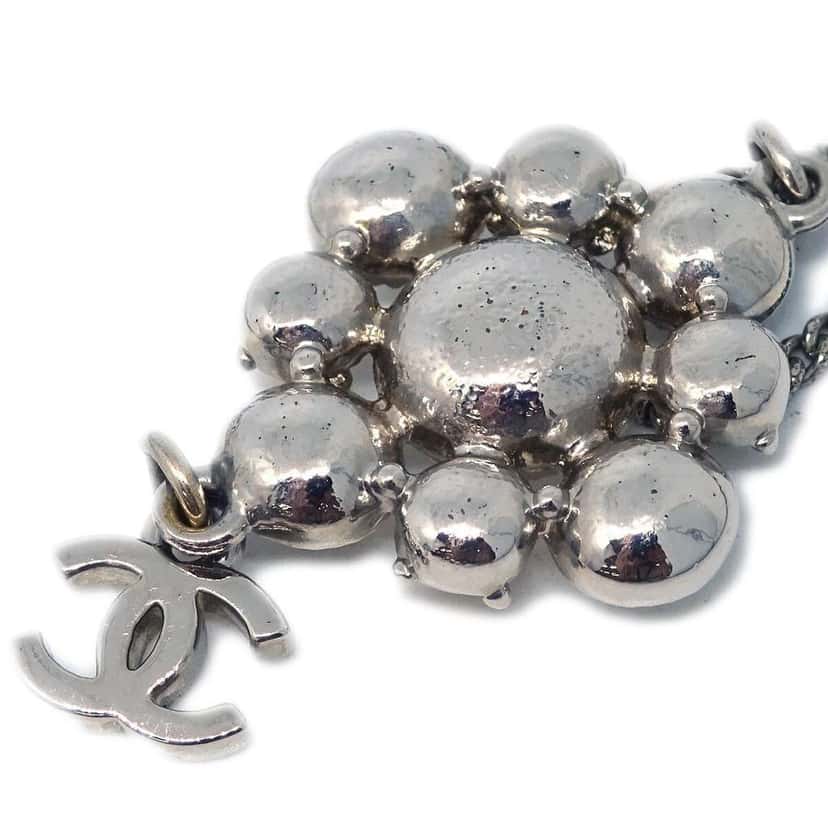 Chanel CC Cluster Drop Pendant Necklace Silver Good condition - Inside View