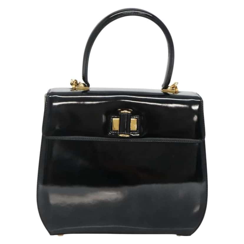 Salvatore Ferragamo Gancini handbag Black Good condition - Front View