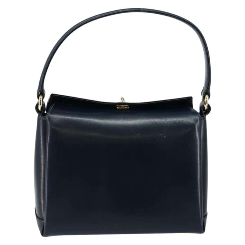 Gucci Vintage Convertible Box Crossbody Bag Navy Leather Good condition - Front View
