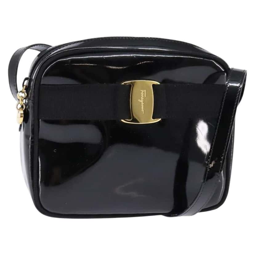 Salvatore Ferragamo Vara Bow camera Shoulder Bag Black Good condition - Front View