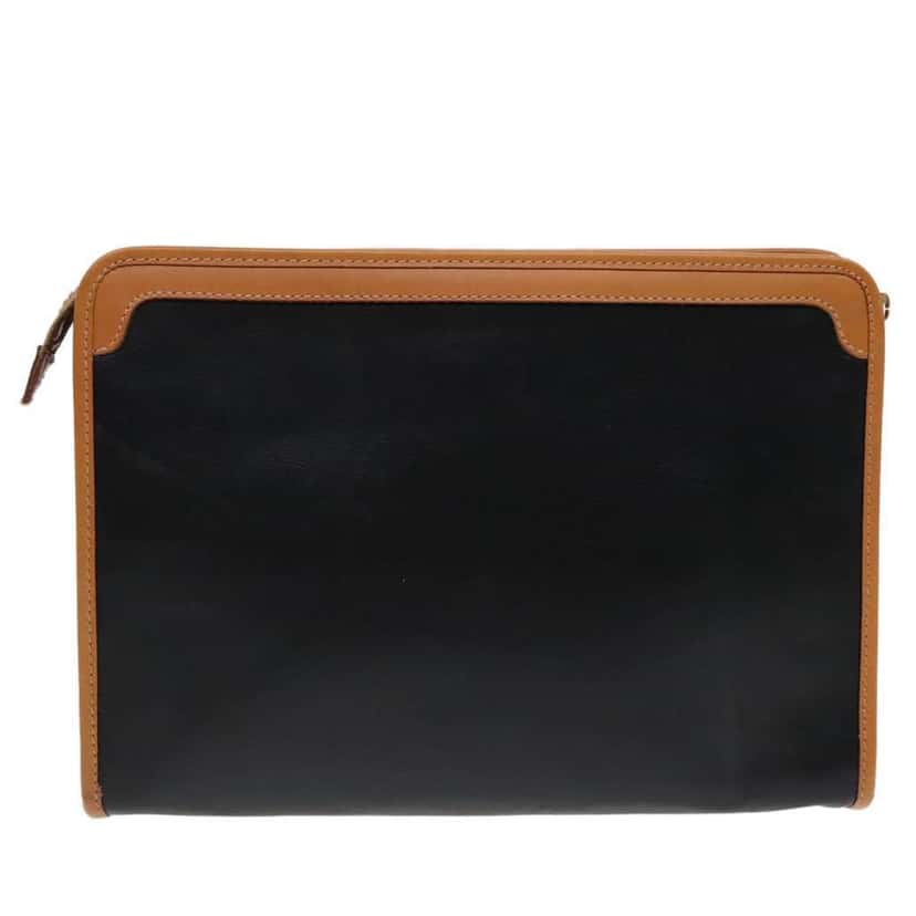 Celine Logo Triomphe Pouch Black Leather Good condition - Back View