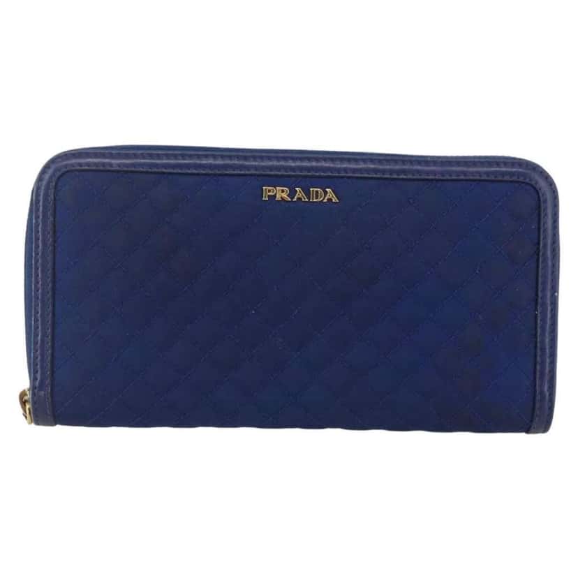 Prada Zip Around Organizer Wallet Blue Leather Good condition - Front View