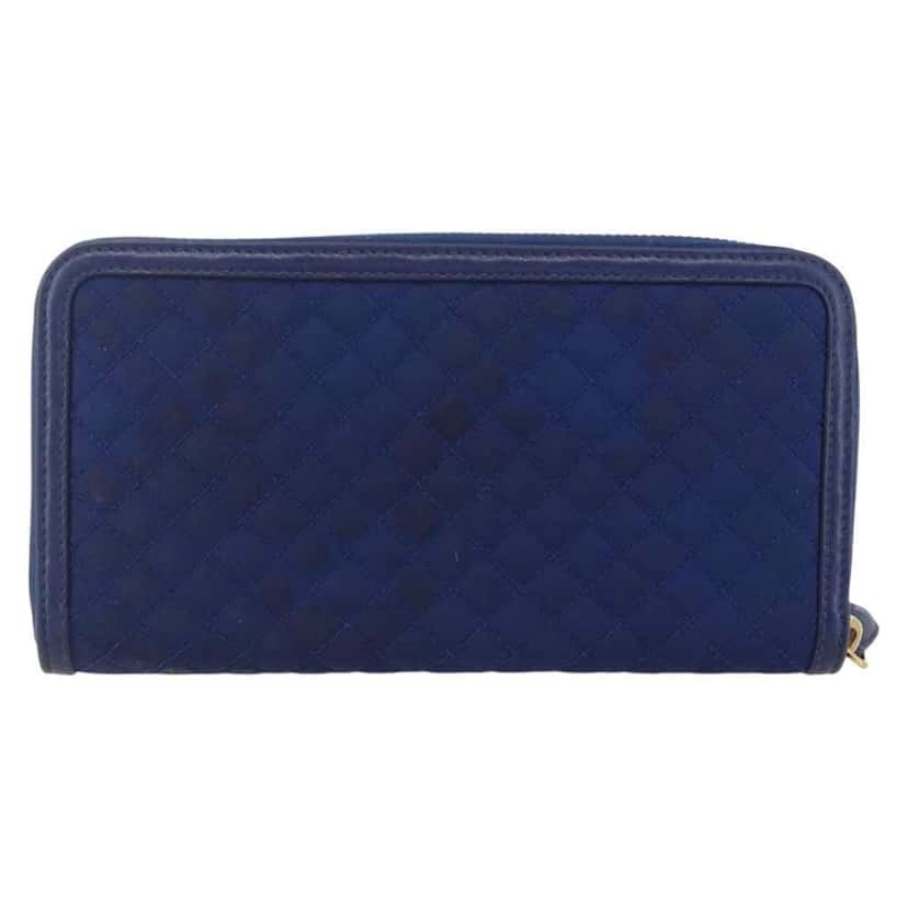 Prada Zip Around Organizer Wallet Blue Leather Good condition - Back View