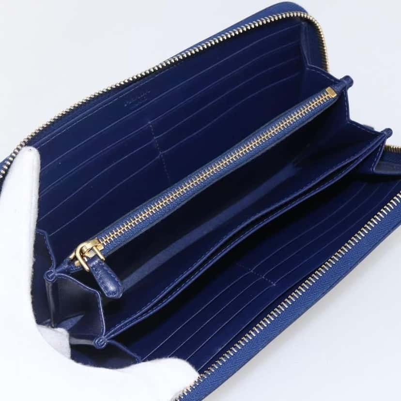 Prada Zip Around Organizer Wallet Blue Leather Good condition - Box View