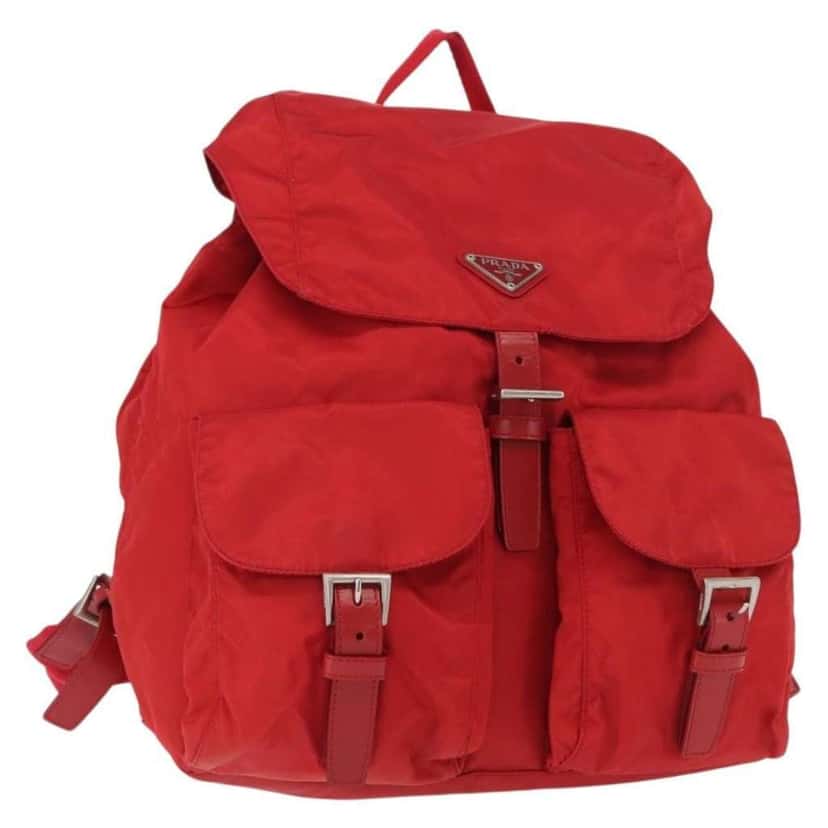Prada Double Front Pocket Backpack Red Good condition - Front View