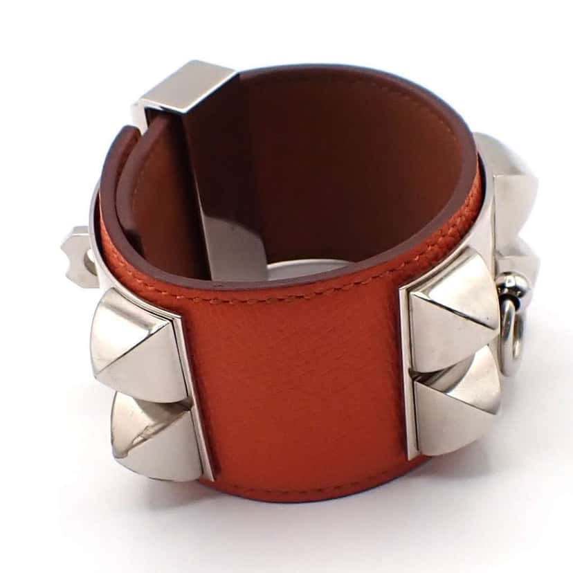 Hermès Collier de Chien Bracelet Orange Leather Good condition - Back View