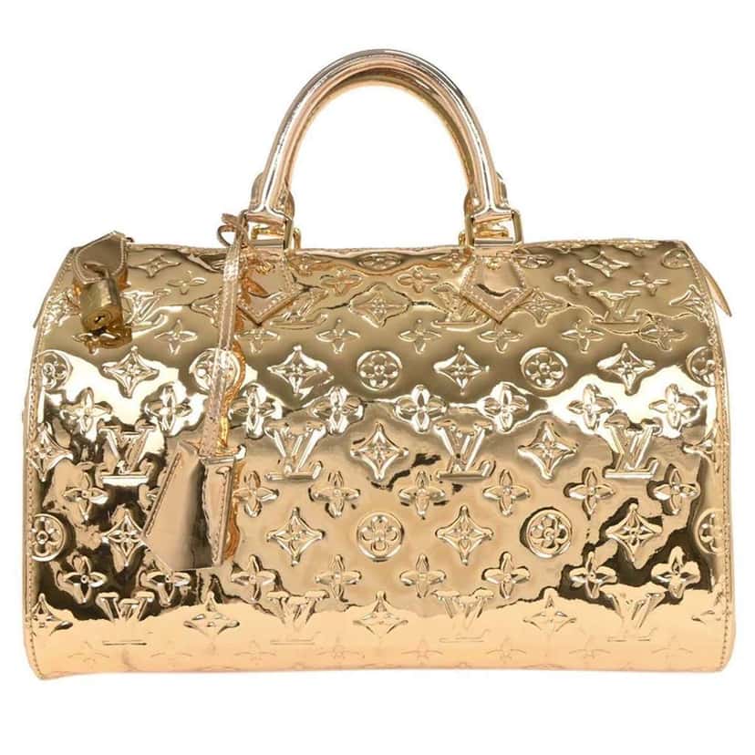 Louis Vuitton Speedy Handbag Gold Canvas Good condition - Front View