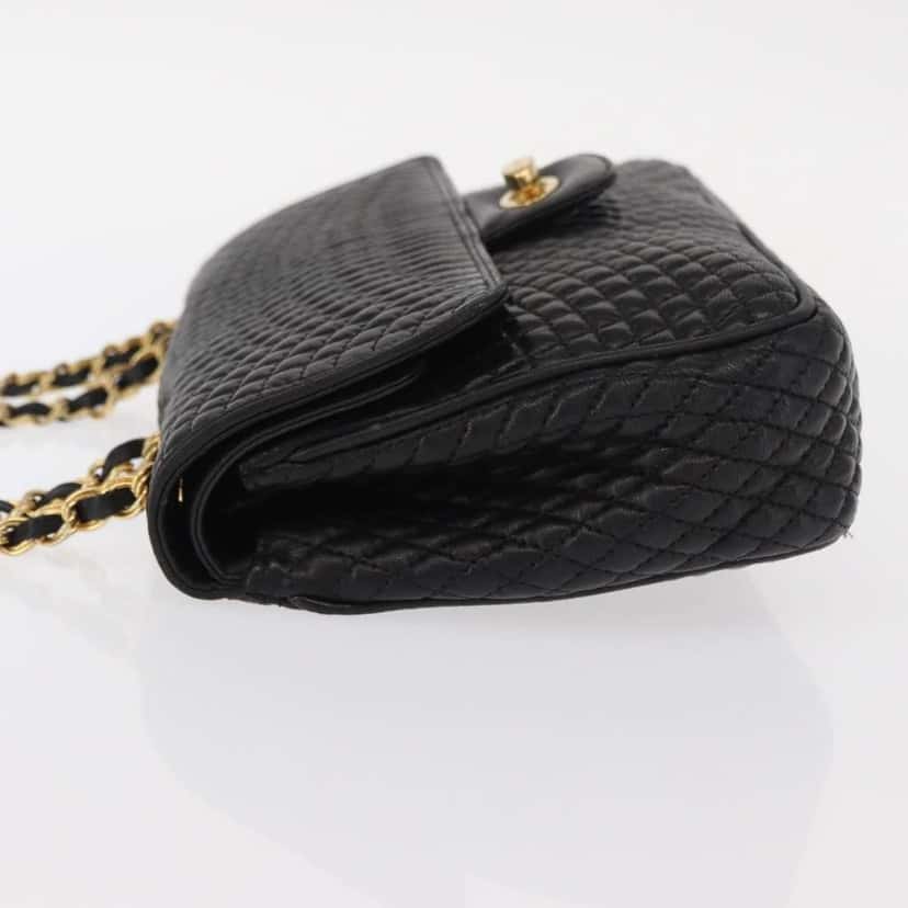 Bally Vintage Chain Shoulder Bag Black Leather Good condition - Model View