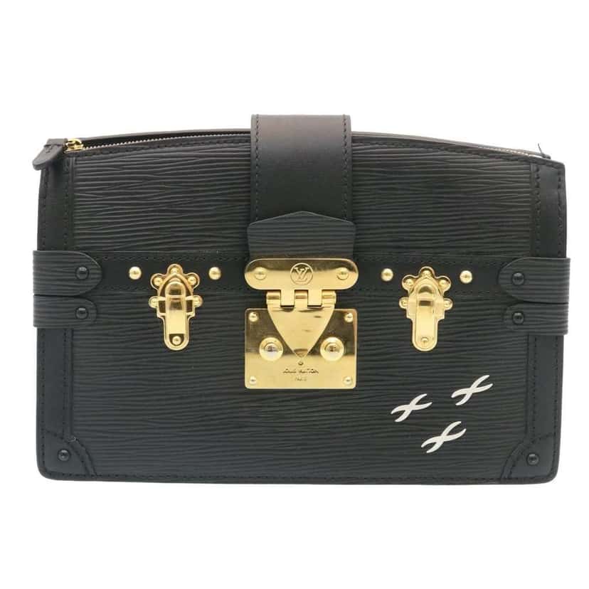 Louis Vuitton Trunk Clutch Black Leather Good condition - Front View