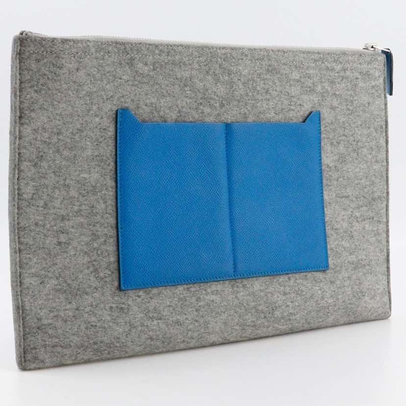 Hermès Toodoo Pouch Blue Wool Good condition - Back View