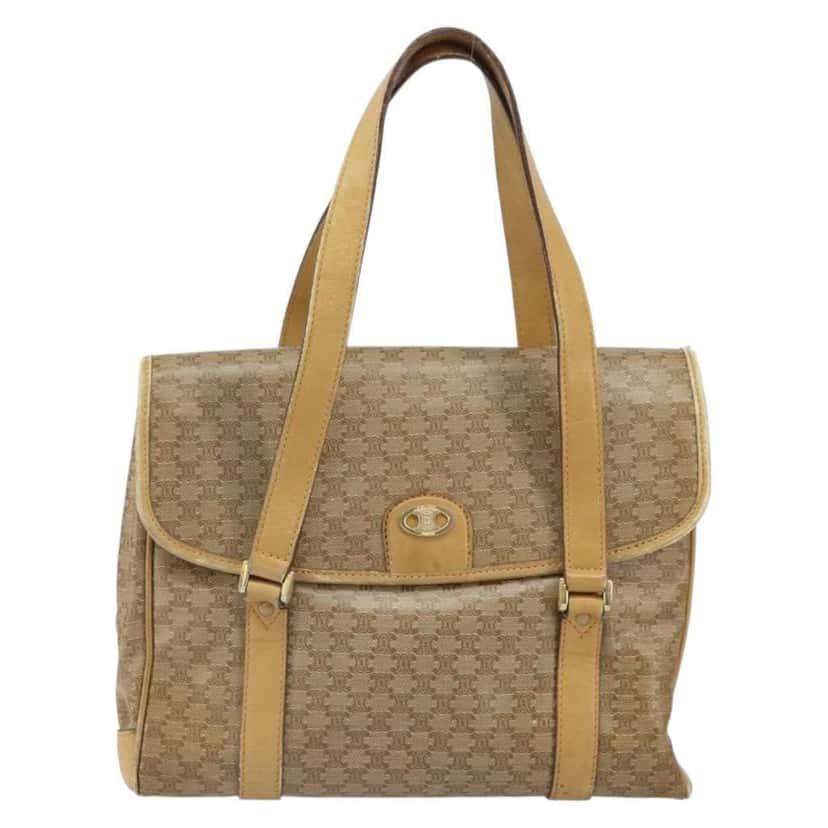 Celine Vintage Macadam Handbag Beige Canvas Fair condition - Front View